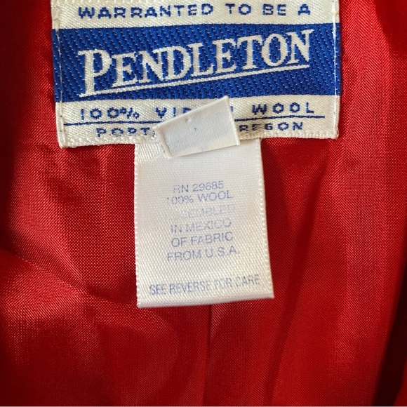 Vintage Pendleton Women's Classic Red Blazer Pure Virgin Wool Notch Collar Sz 14 - Picture 7 of 10